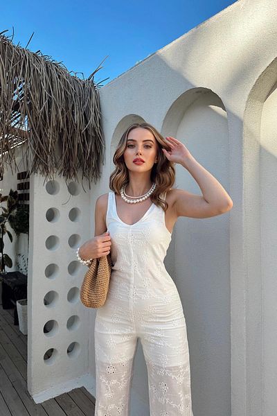 Elbee Fashion Woman Scallop Jumpsuit