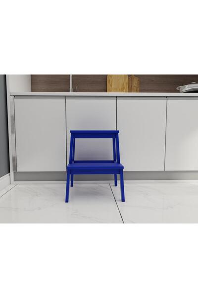 FASTWOOD Basamaklı Ahşap Tabure Mavi Renk