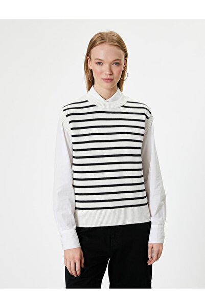 Koton Vestă de damă 5WAL20004HT ECRU CU Dungi