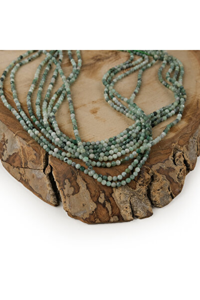 Prestij Boncuk 3 mm fasetirani smaragdni prirodni kamen na nizu