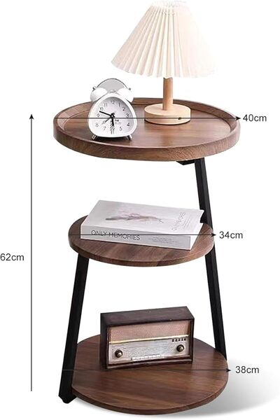 Generic End Table, Round Living Room Sofa Side Table, Metal Bedside Desk Stand, Movable Nightstand, Modern C