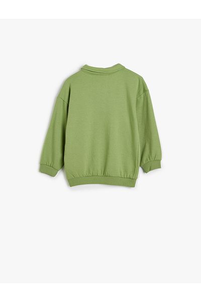 Koton Dinosaur Printed Cotton Long Sleeve Polo Sweat