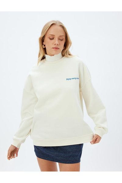 Koton Women's Sweat 5Wak10023Pk - Off White
