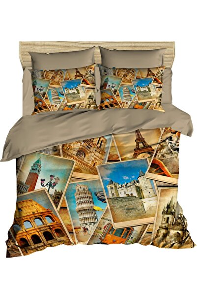Fabeteks Historical Monuments Post Cards 3D Digital Double Duvet Cover Set