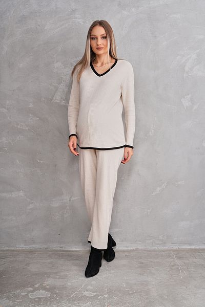 Miss Dünya Lissa V-Neck Fitted Soft Fabric Maternity and Maternity Top and Bottom Set