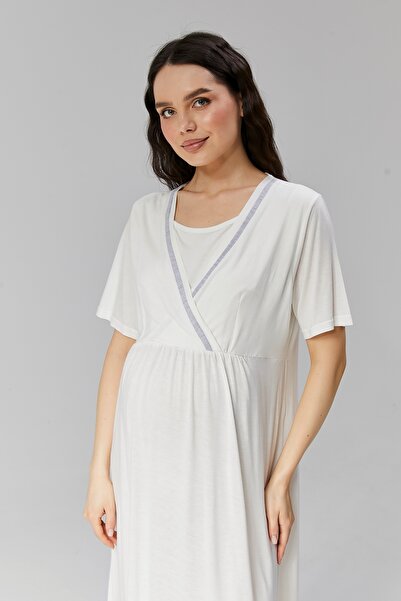 don point Double Breasted Maternity Nightgown Set with Hidden Breastfeeding Features