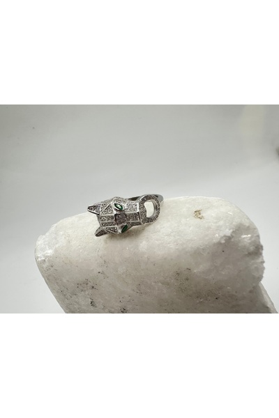 TAŞLI KAPLAN MODEL İTHAL GÜMÜŞ YÜZÜK 10 MM