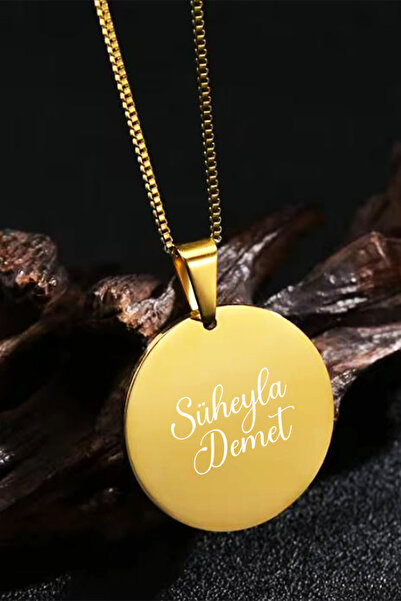 İŞTE BU Kişiye Özel İsimli Paslanmaz Çelik Kolye Yuvarlak Daire Kolye
