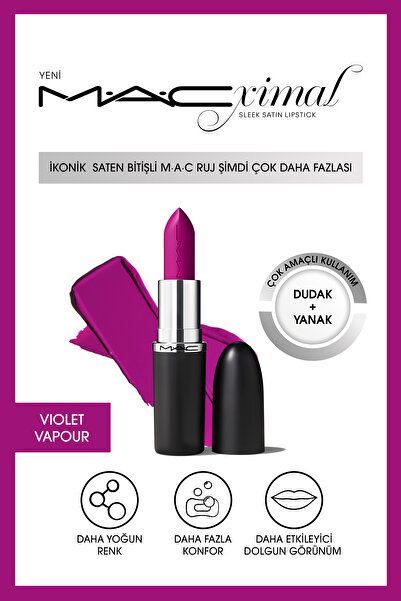M.A.C MACximal Sleek Satin Lipstick İkonik Saten Bitişli Ruj-VIOLET VAPOUR 3.5GM