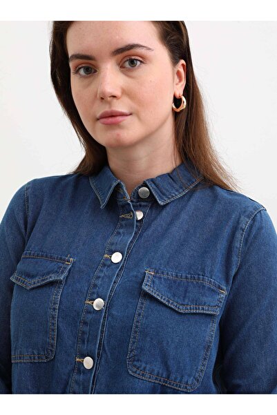 ALİA Джинсова сукня великого розміру в складку темно-синя Alia