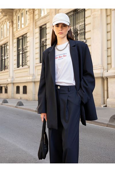 Benin Navy Blue Oversize Blazer Jacket