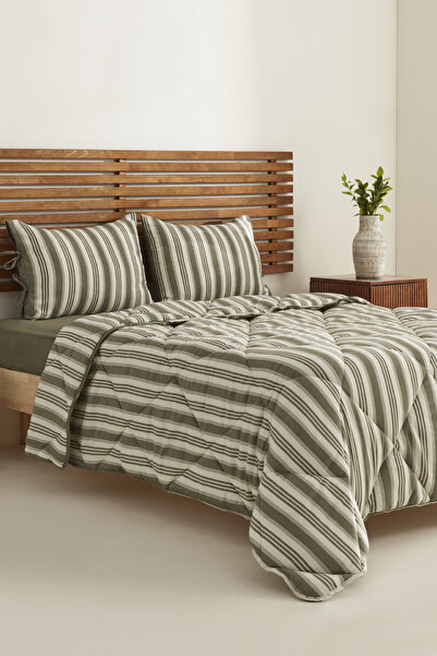 Karaca Home مجموعة سارة أندرسون بارليت المريحة المفردة المخططة باللون الأخضر