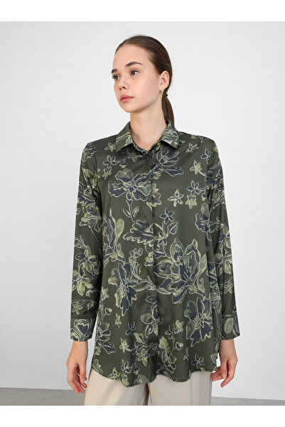 Refka Jacquard Satin Tunic - Khaki - Refka