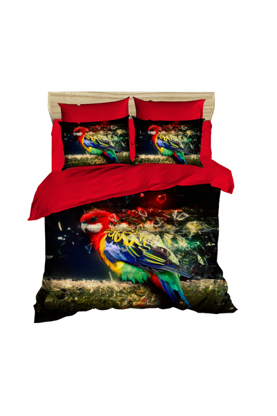 Fabeteks New Zealand Parrot 3D Digital Double Duvet Cover Set