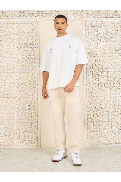 Styli Front & Back Embrace Slogan Print Terry Knit Boxy T-Shirt