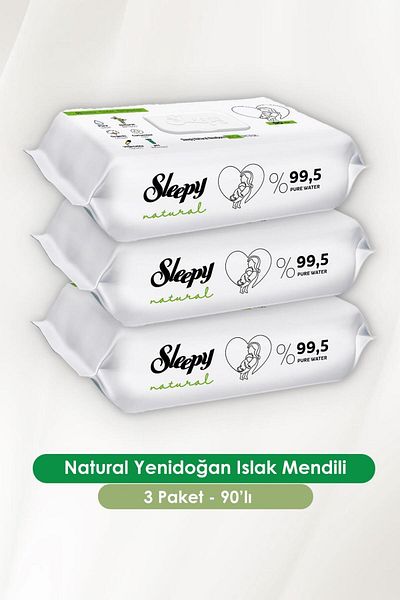Sleepy Natural Newborn Wet Wipes - Set of 3 90 Pieces and Rosie