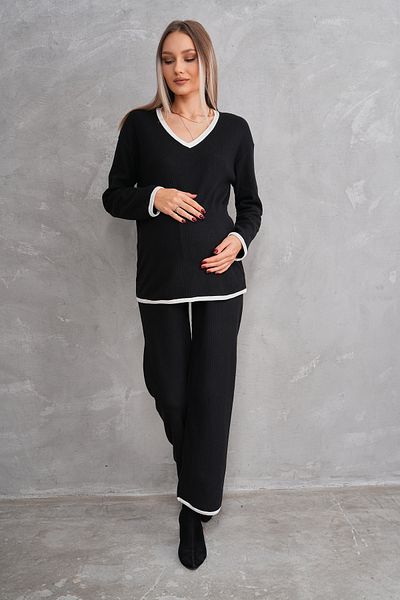Miss Dünya Lissa V-Neck Fitted Soft Fabric Maternity and Maternity Top and Bottom Set