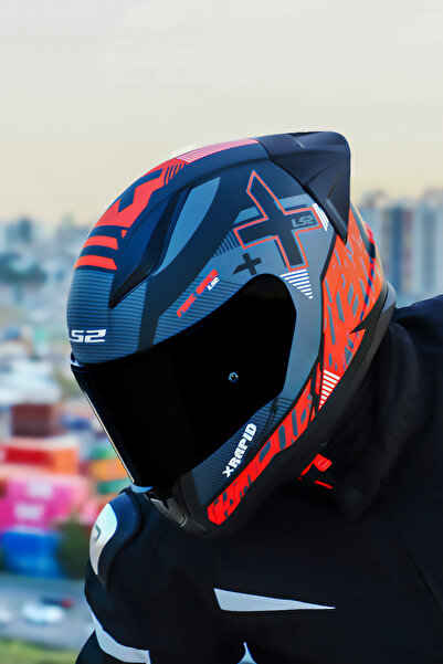 LS2 Rapıd 2 Race Xtreet Mat Siyah-kırmızı Kask Spoıler