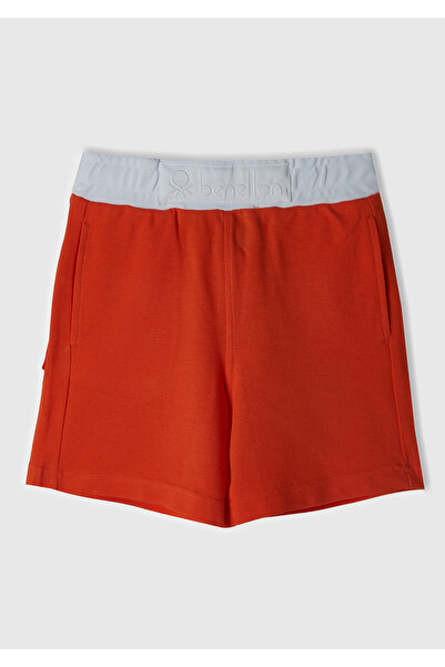 United Colors of Benetton Boy - Orange Logo Printed, Rubber Waist Pique Polo ...