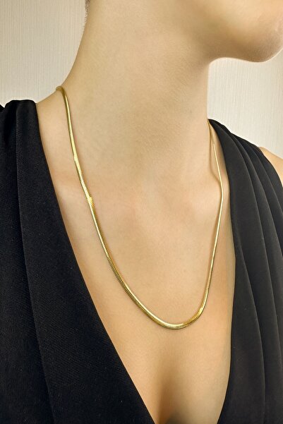 KRAFTIVA JEWELRY 14 Ayar Altın Balık Sırtı Zincir Kolye