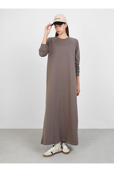 Benin Αθλητικό Πλεκτό Φόρεμα Hijab - Dark Mink -