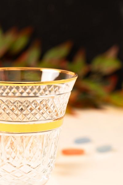 MEST Gold Gilded 6-Person Glass Coffee Water Cup Set - 200 Cc