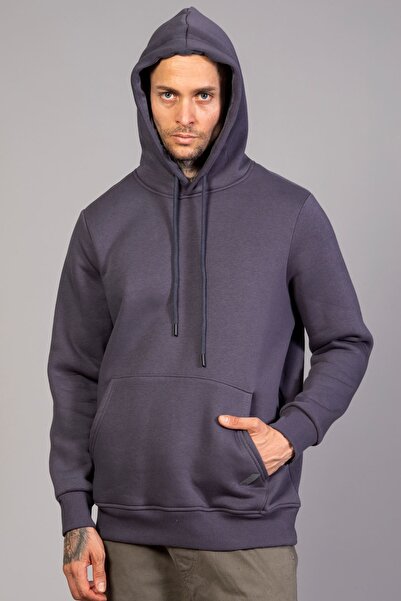 LTC Jeans Men's Regular Fit Kangaroo Pocket Hooded Anthracite Sweatshirt