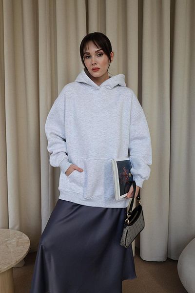 Tuba Butik Hooded Oversize Snow Melange Women's Sweatshirt