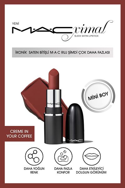 M.A.C Macximal Mini Sleek Satin Lipstick Ikonik Satin Finish Lipstick-creme In Your Coffee 1.5gm