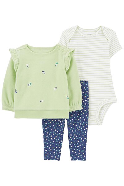 Carter's Kız Bebek 3'lü Hırkalı Set Yeşil
