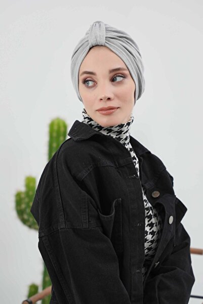 Aisha's Design Winter Bonnet with Front Belt Detail,B-68Rb,Grey Melange