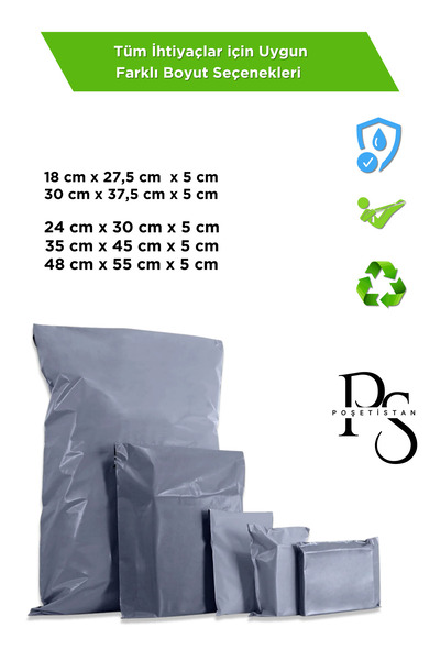 POŞETİSTAN Cepsiz Kargo Poşeti 25 Adet 48 Cm X 55 Cm X 5 Cm