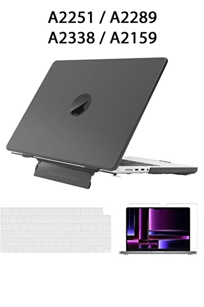 TEKNETSTORE Macbook Pro 13 M1 M2 A2251 A2289 A2159 A2338 Kılıf Standlı Kapak Klavye Koruyucu Ekran Koruyucu Set