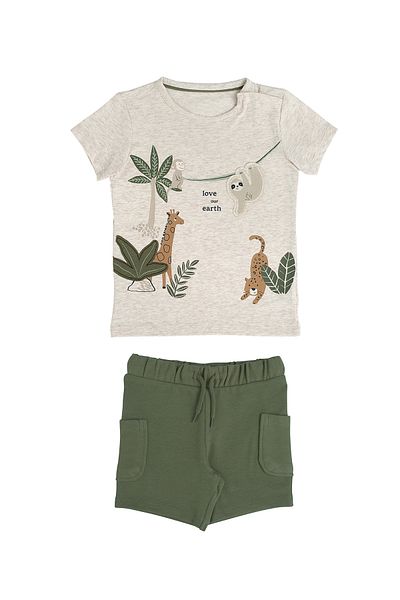 Kyron Forest Animals Printed Baby Boy Double Set