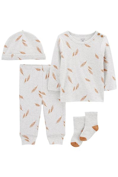 Carter's Gray 4 Piece Baby Bottom-Top Set
