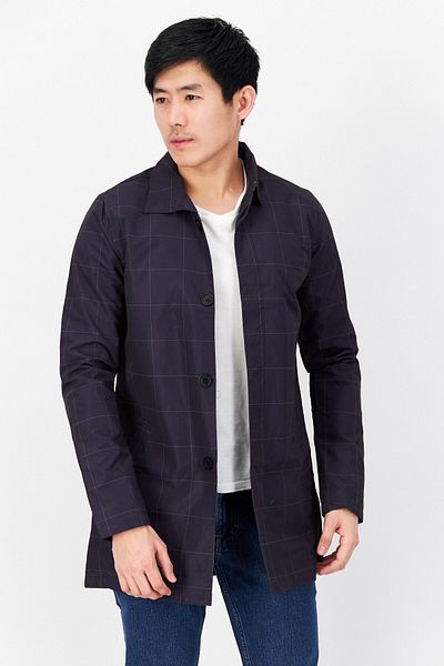 French Connection Men Windowpane Jacket Shirt, Purple