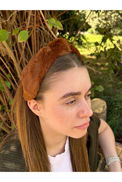 ByMerve BYM401 Accesoriu de păr coroană pentru femei, maro, cu noduri de pluș