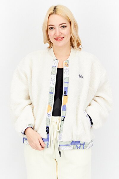 adidas Women Sportswear Fit Fleece Bomber Jacket, White Combo