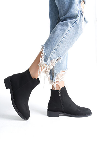 marinarosse Kadın Perry Siyah Süet Klasik Düz Kısa Bilek Bot