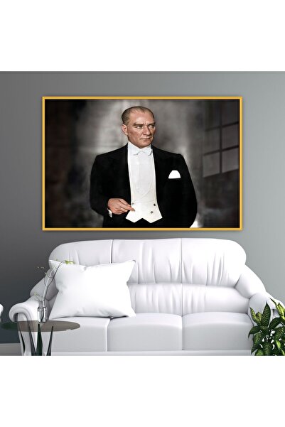 GAAGART Metal Çerçeveli Yatay Cam Ofis Duvar Tablosu Kemal Atatürk