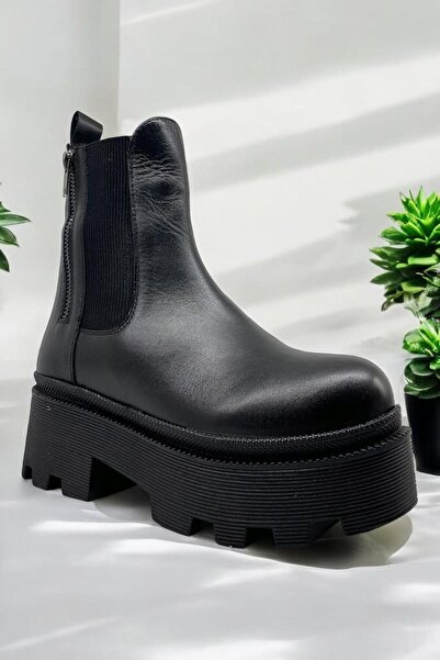 ALBİNİ Albini 25100038K Siyah Hakiki Deri Kadın Casual Günlük Bot