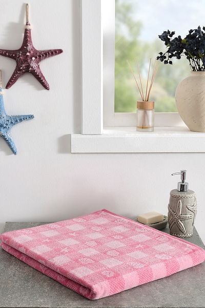 Özdilek Özdilek Shell Plaid Velvet Bath Towel 90X150 cm