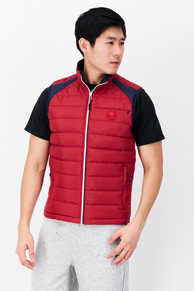 Fourlaps Men High Neck Quilted Puffer Vest, Red Combo
