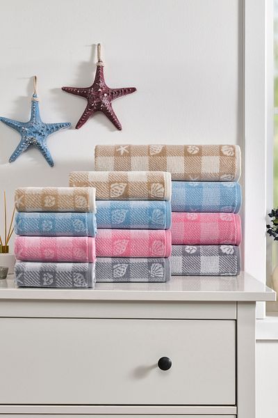 Özdilek Özdilek Shell Plaid Velvet Bath Towel 90X150 cm