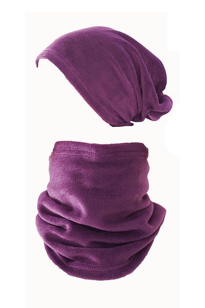 Mrey Purple Candy Unisex Winter Fleece Drawstring Beanie - Suit with Neck Collar