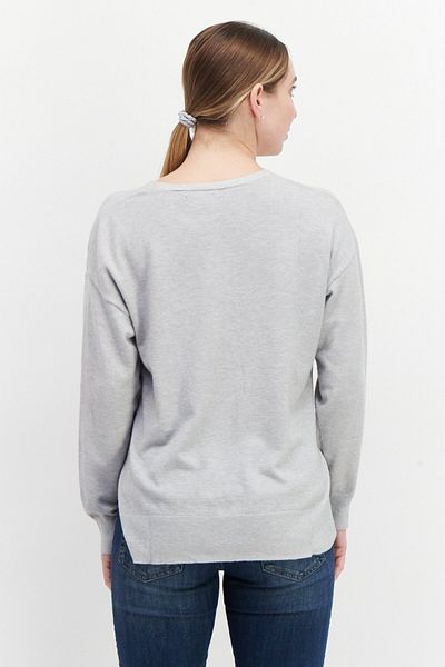 French Connection Women V-neck Long Sleeves Knitted Sweater, Light Grey