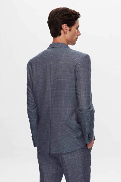 D'S Damat Ds Damat Slim Fit Lacivert Ekose Takim Elbise Kombinli
