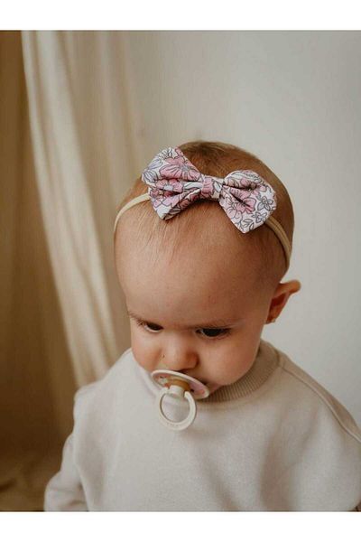 COLORFULLCLİPS Flower Patterned Soft Colored Bow Tie Baby Tape Baby Girl Bandana