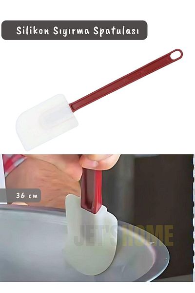 Jet's Home 36 cm Small Size Silicone Spatula - Mixing, Stripping and Heat Resistant with Hanging Hole
