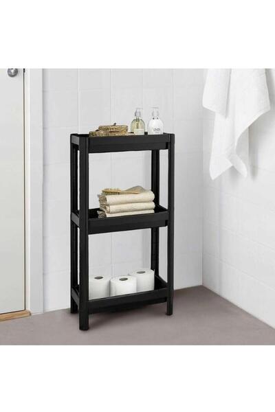 sev plastik 3 Katlı Organizer Diktördgen Raf Ünitesi Siyah